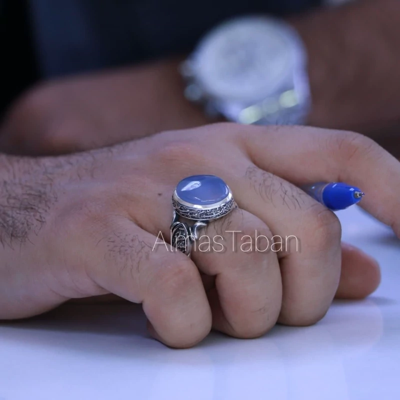 انگشتر مردانه عقیق کبود یمنی 2772