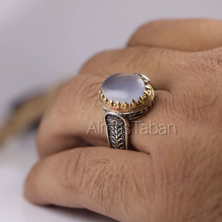 انگشتر مردانه عقیق کبود یمنی 2763