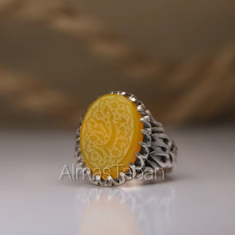 انگشتر مردانه عقیق زرد کد 2749