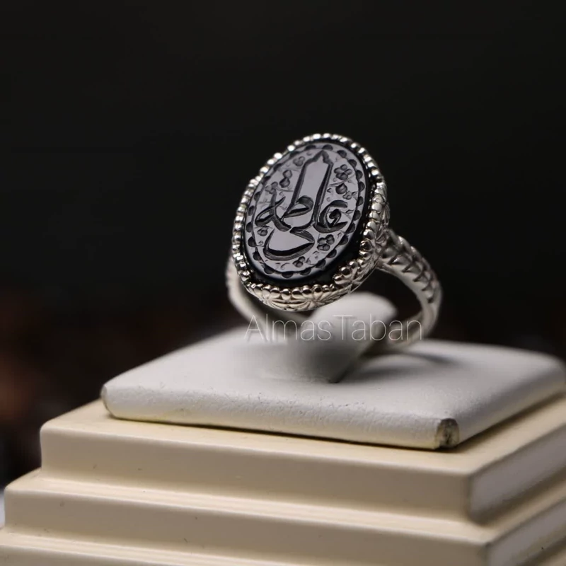 انگشتر زنانه عقیق مشکی کد 651