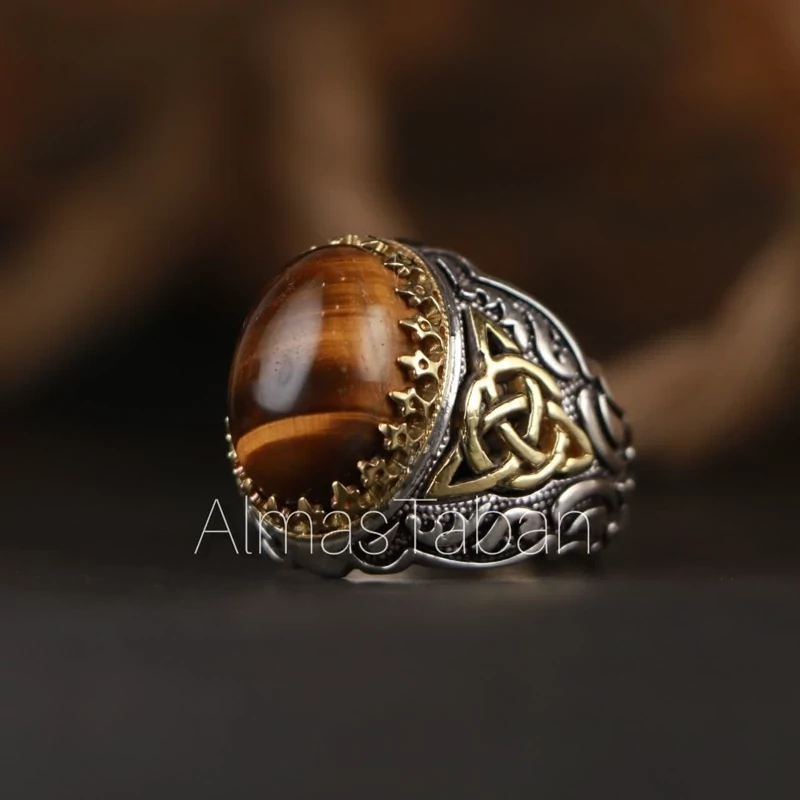 انگشتر نقره مردانه تایگر (چشم ببر) کد 2742