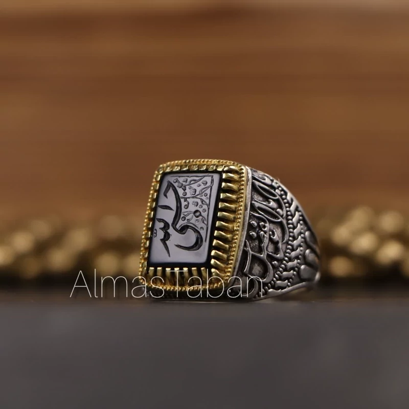 انگشتر مردانه عقیق مشکی کد 2740