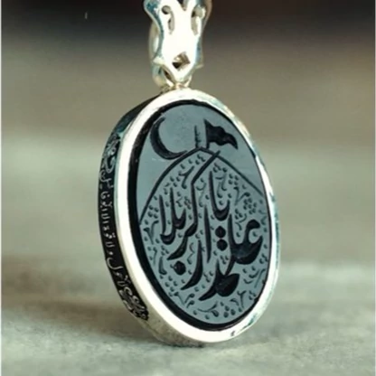 گردنبند مردانه عقیق مشکی کد 1191