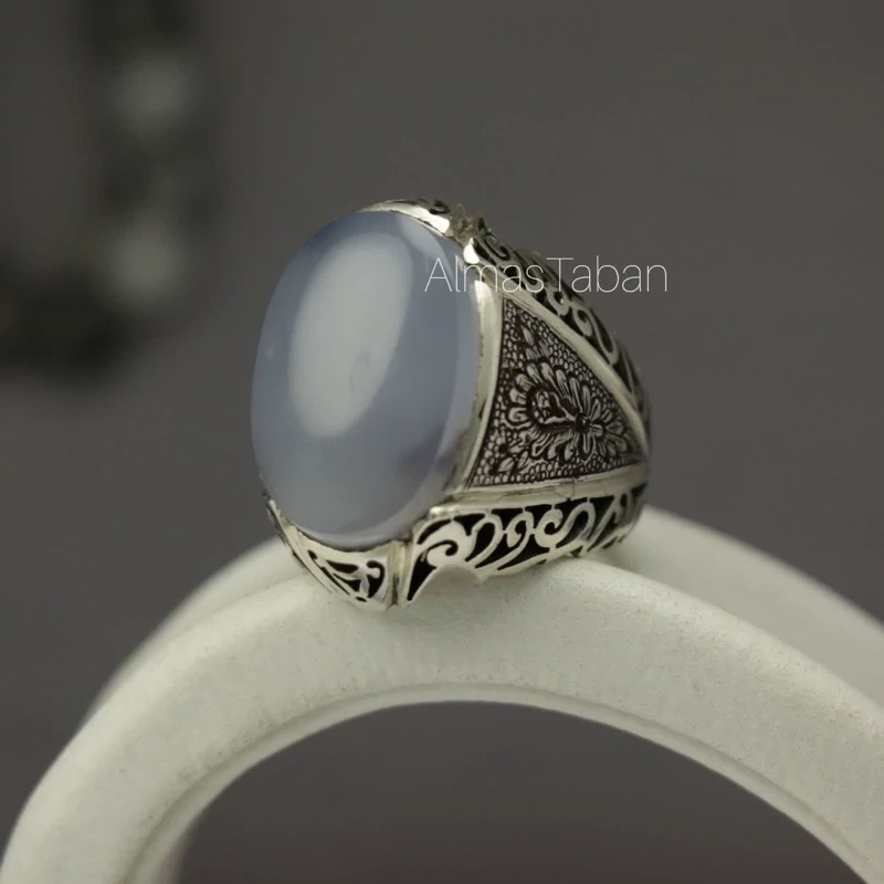 انگشتر مردانه عقیق کبود یمنی 2683