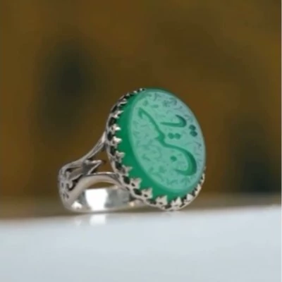 انگشتر مردانه عقیق سبز کد 1164