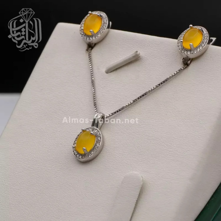 نیم ست زنانه عقیق زرد شرف الشمس کد 209