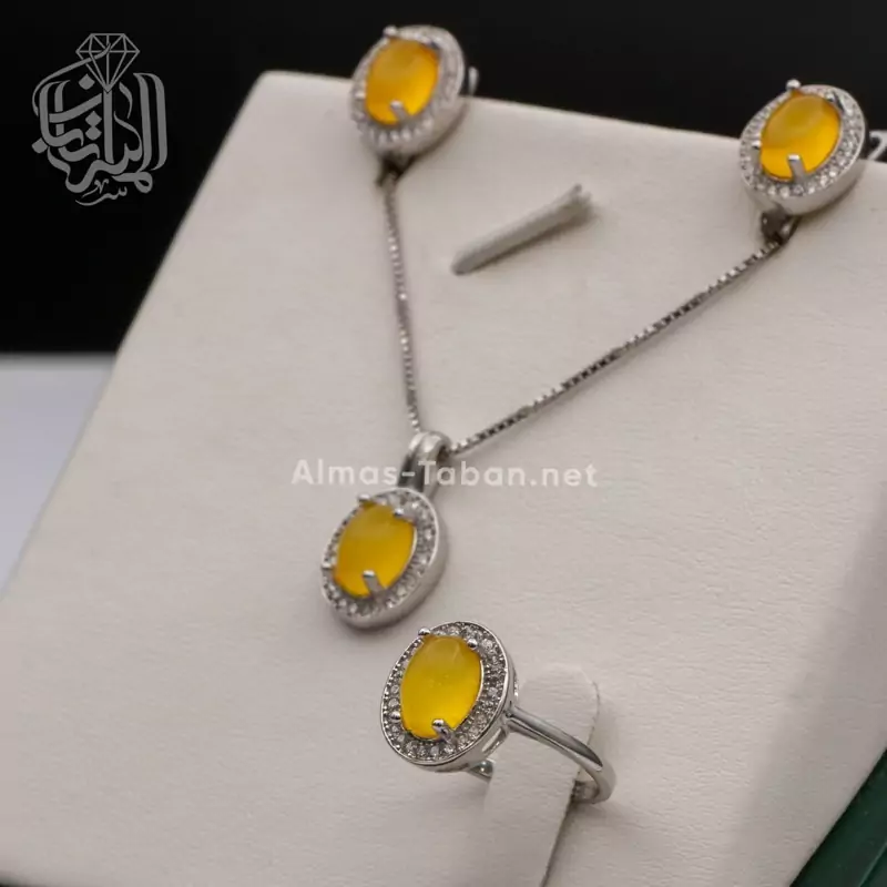 نیم ست زنانه عقیق زرد شرف الشمس کد 209