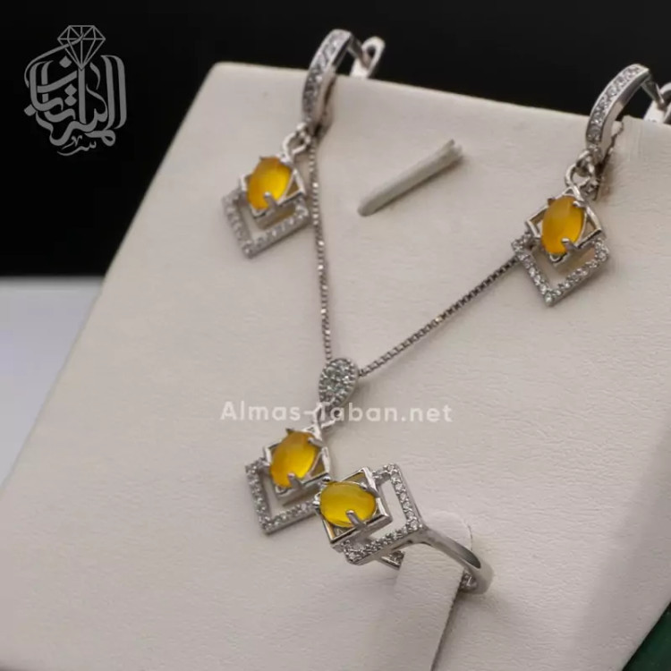 نیم ست زنانه عقیق زرد شرف الشمس کد 208