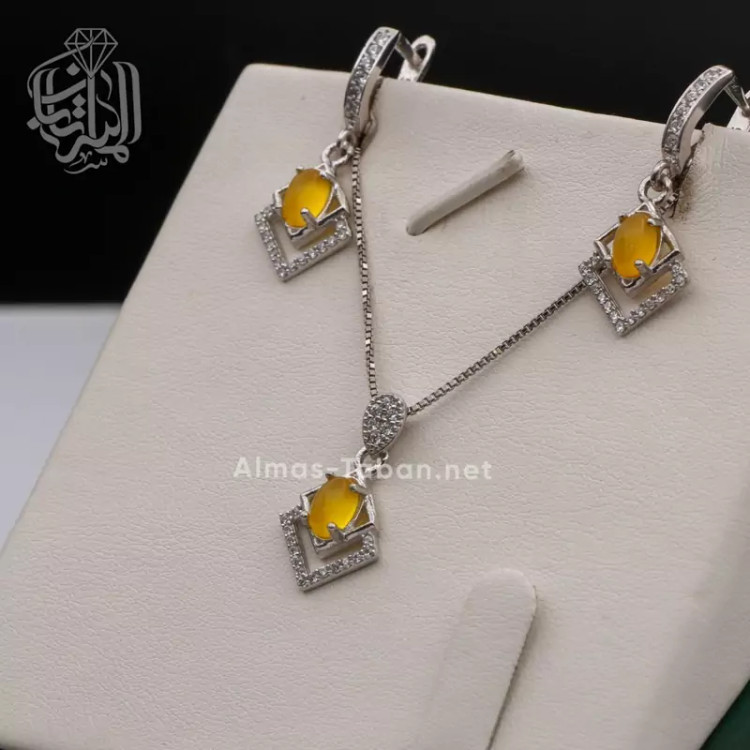 نیم ست زنانه عقیق زرد شرف الشمس کد 208