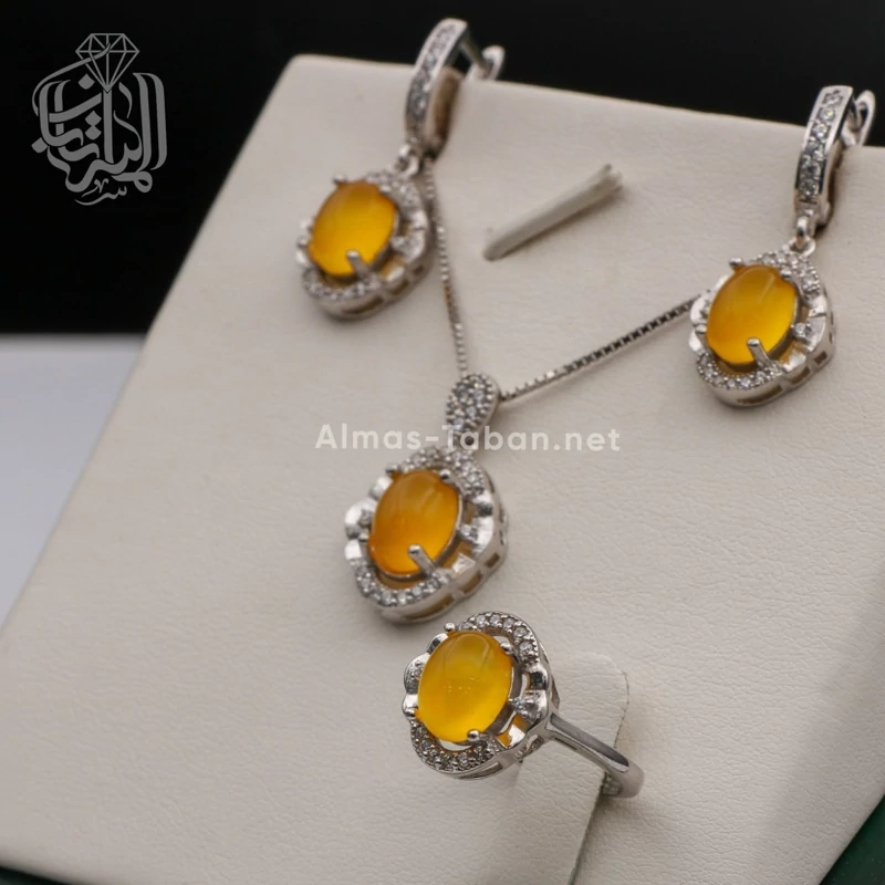 نیم ست زنانه عقیق زرد شرف الشمس کد 215