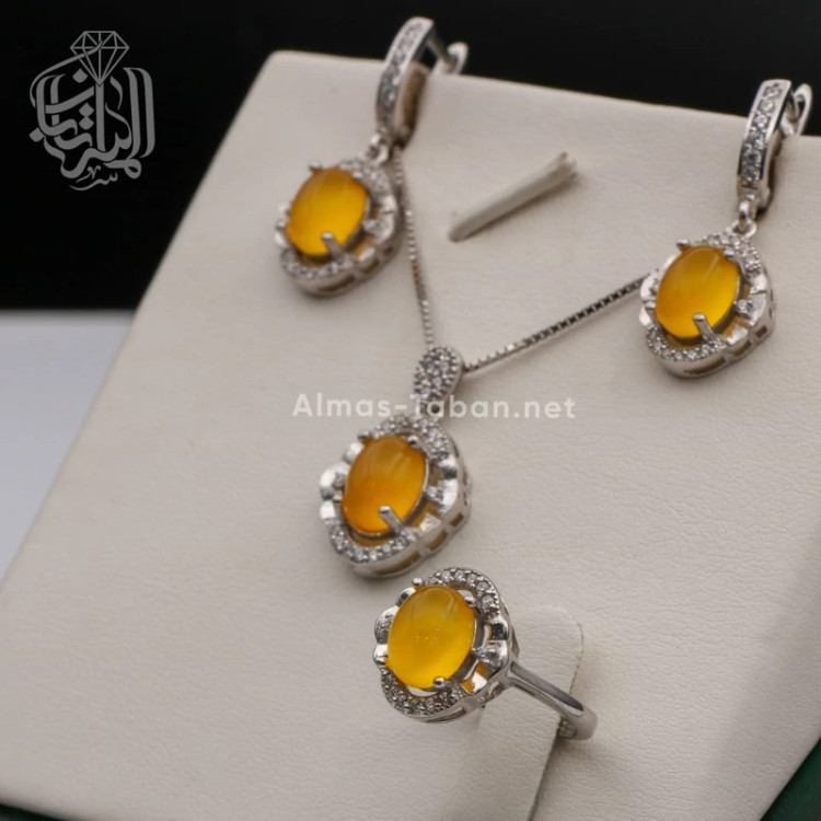 نیم ست زنانه عقیق زرد شرف الشمس کد 215