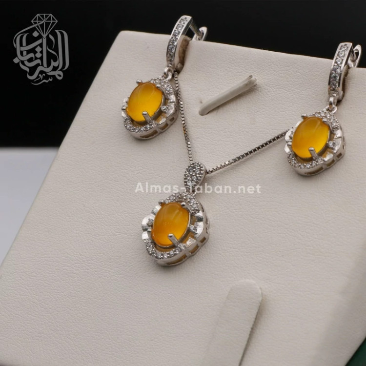 نیم ست زنانه عقیق زرد شرف الشمس کد 215