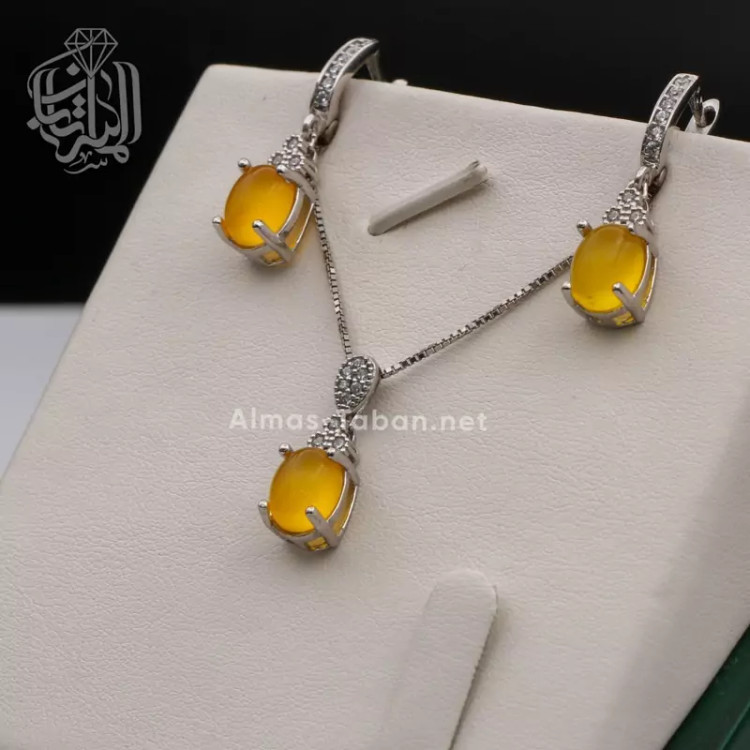 نیم ست زنانه عقیق زرد شرف الشمس کد 213