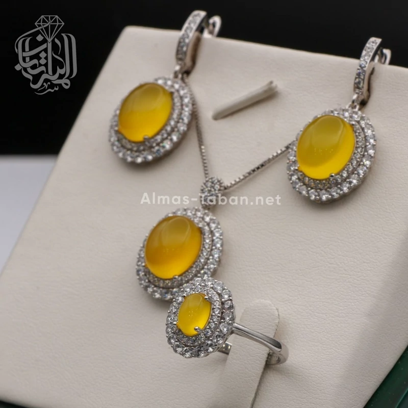 نیم ست زنانه عقیق زرد شرف الشمس کد 212