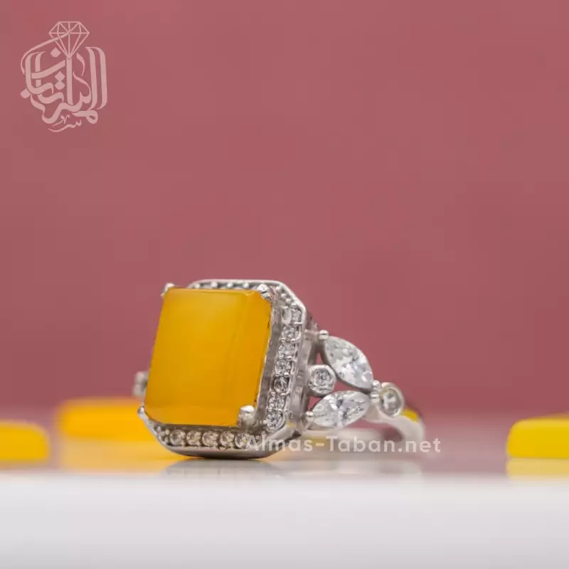 انگشتر زنانه عقیق زرد شرف الشمس کد 129