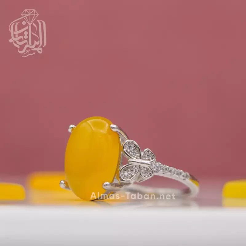 انگشتر زنانه عقیق زرد شرف الشمس کد 115