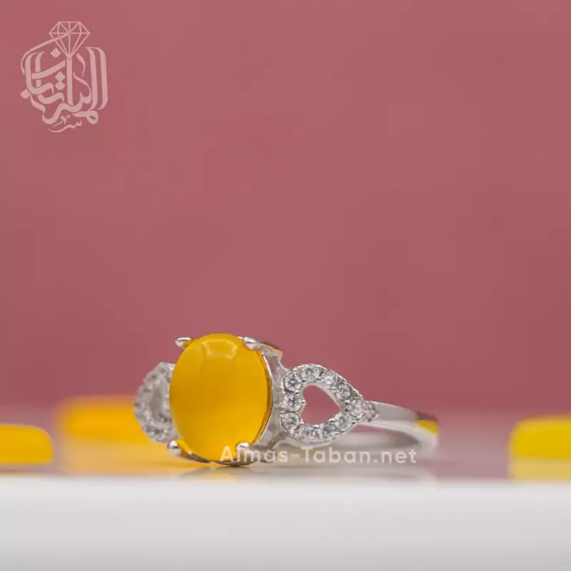 انگشتر زنانه عقیق زرد شرف الشمس کد 114