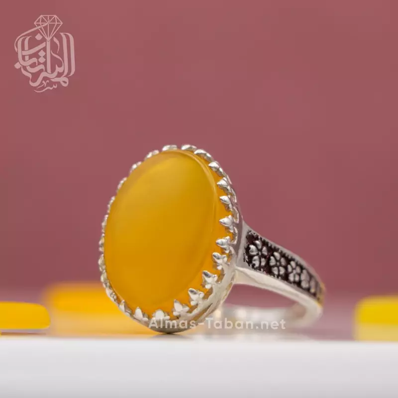 انگشتر زنانه عقیق زرد شرف الشمس کد 91