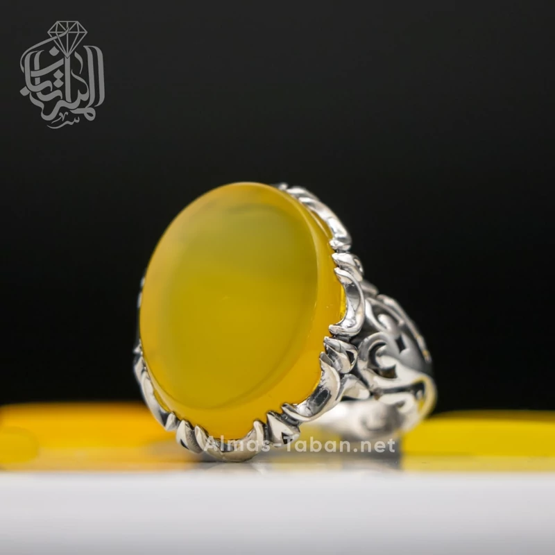 انگشتر مردانه عقیق زرد شرف الشمس کد 63