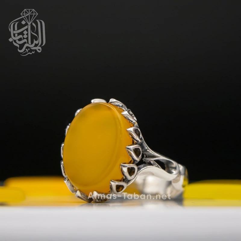انگشتر مردانه عقیق زرد شرف الشمس کد 53