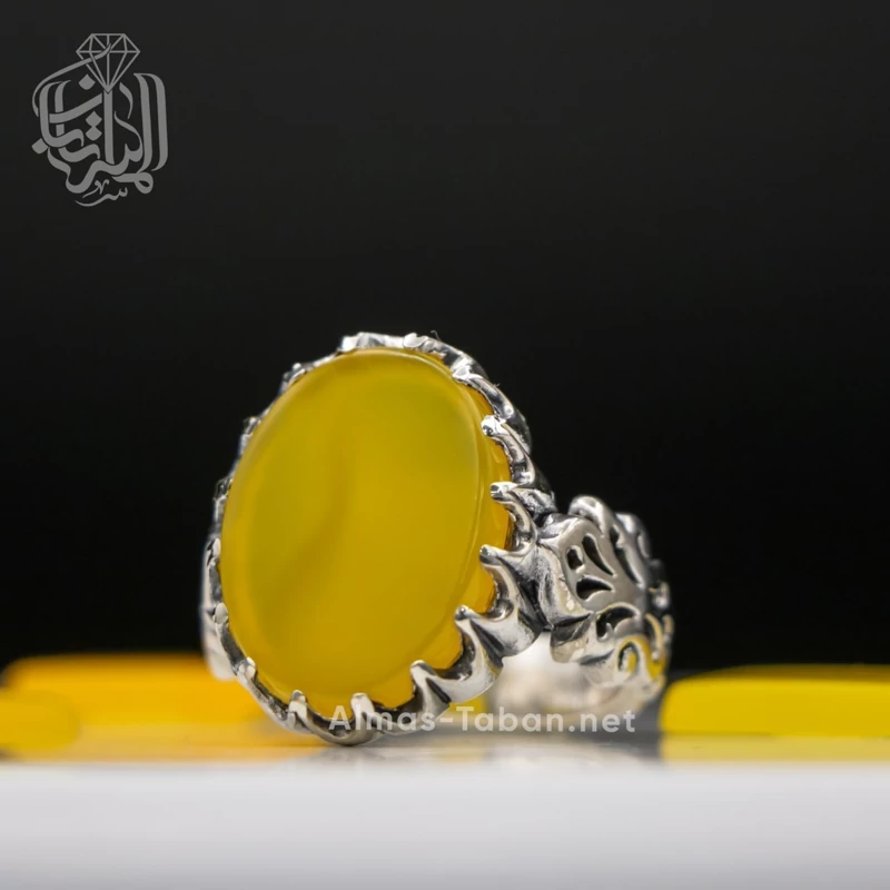 انگشتر مردانه عقیق زرد شرف الشمس کد 31