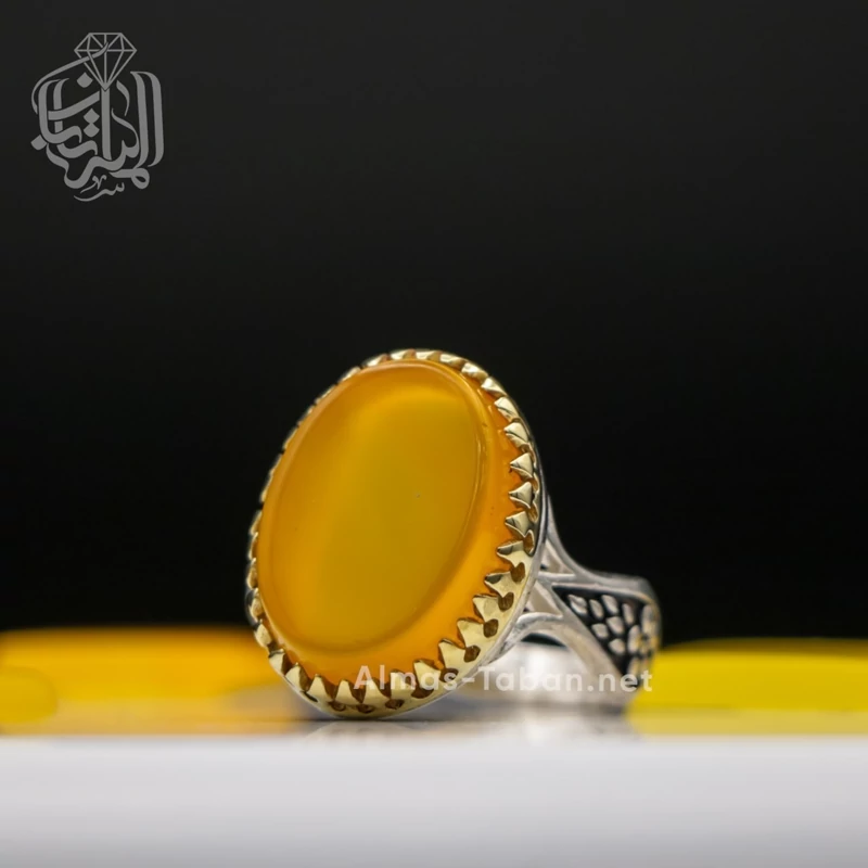 انگشتر مردانه عقیق زرد شرف الشمس کد 32