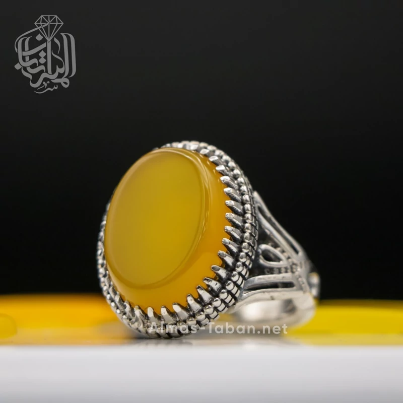 انگشتر مردانه عقیق زرد شرف الشمس کد 35