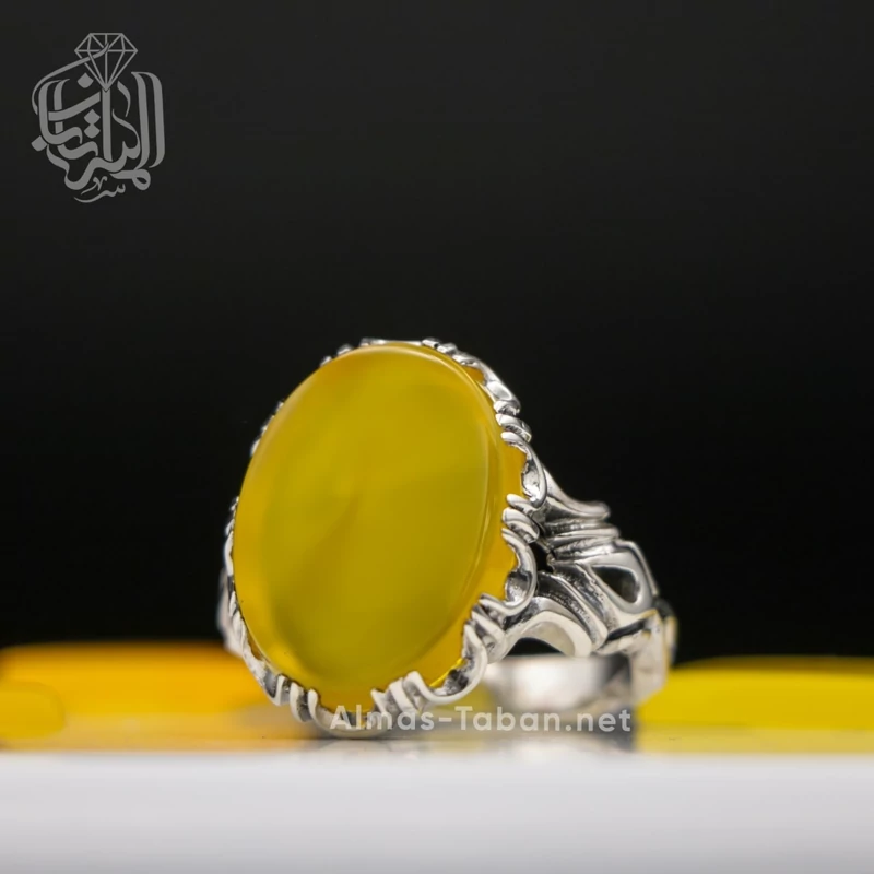 انگشتر مردانه عقیق زرد شرف الشمس کد 26