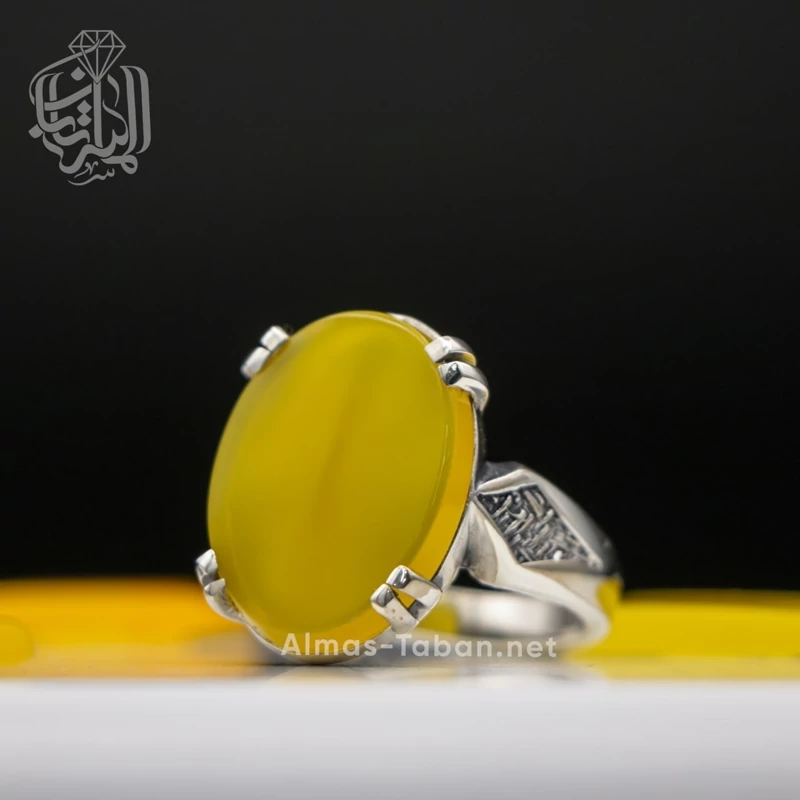 انگشتر مردانه عقیق زرد شرف الشمس کد 56