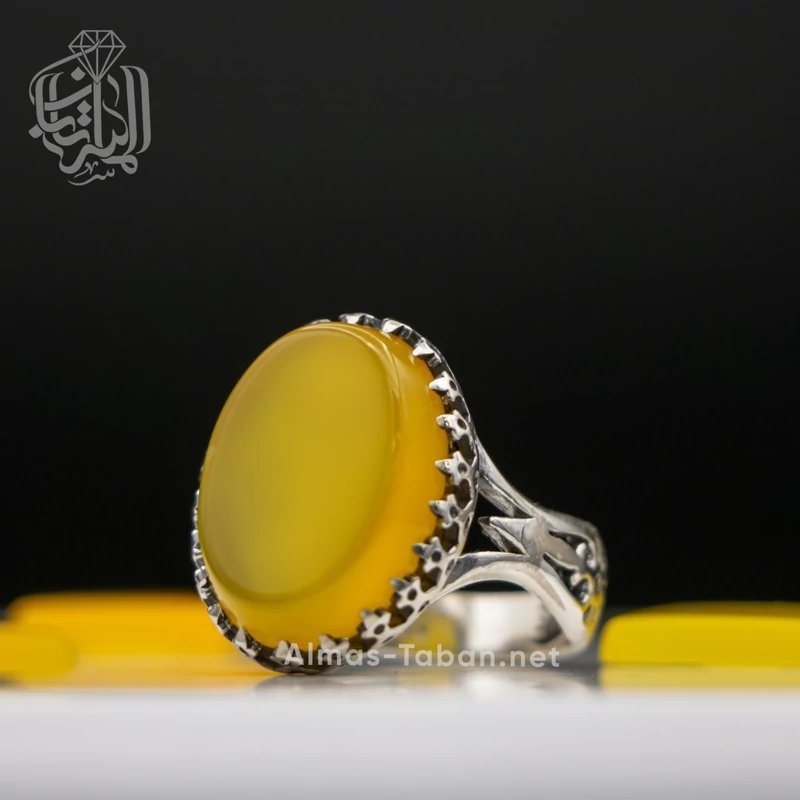 انگشتر مردانه عقیق زرد شرف الشمس کد 50