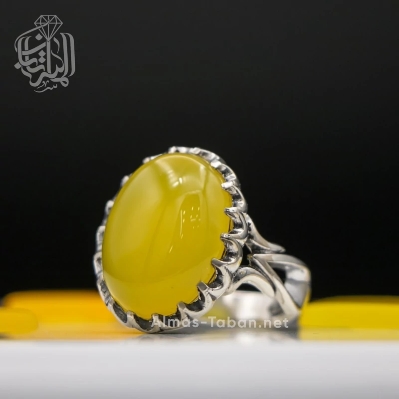 انگشتر مردانه عقیق زرد شرف الشمس کد 42