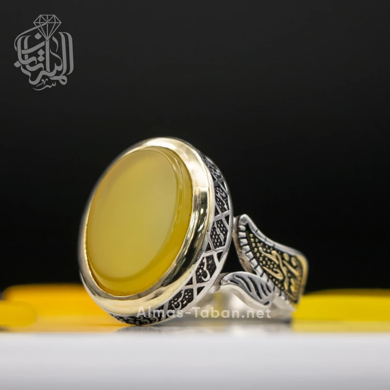 انگشتر مردانه عقیق زرد شرف الشمس کد 68