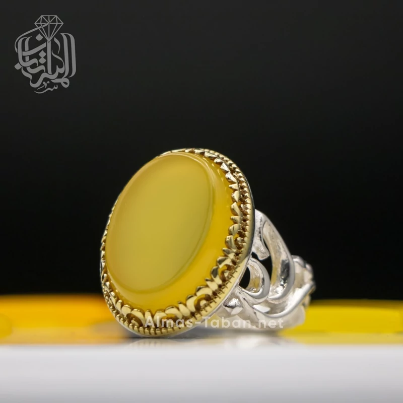 انگشتر مردانه عقیق زرد شرف الشمس کد 64