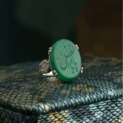 انگشتر مردانه عقیق سبز کد 1127