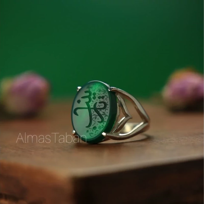انگشتر زنانه عقیق سبز کد 621