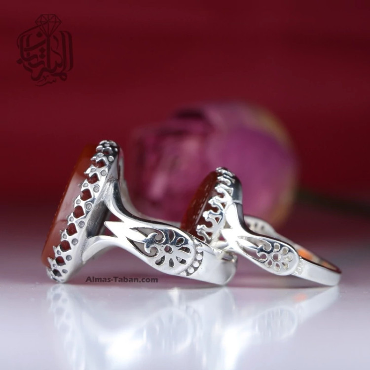 انگشتر ست زنانه و مردانه عقیق سرخ کد 2204