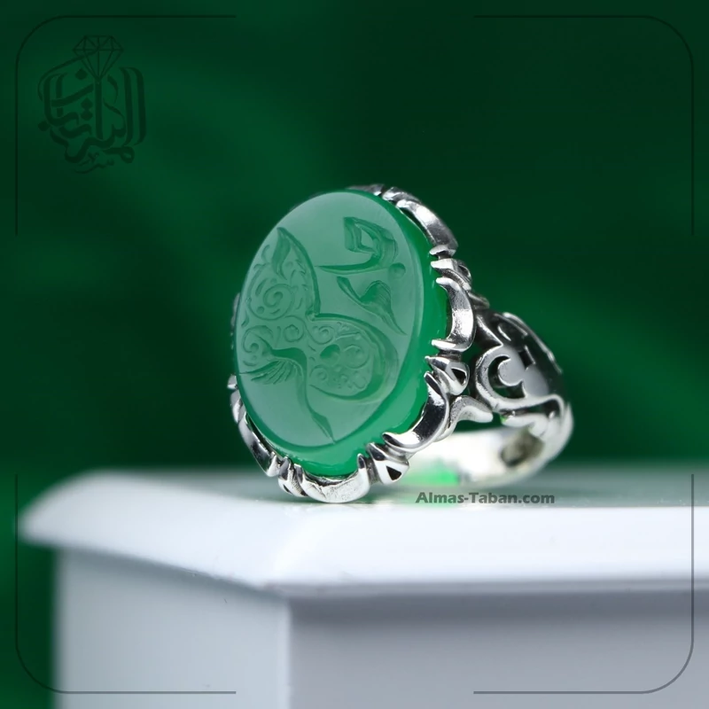 انگشتر مردانه عقیق سبز کد 2197