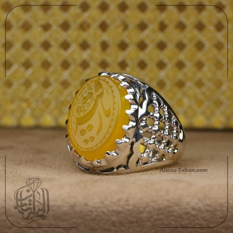 انگشتر مردانه عقیق زرد کد 2169