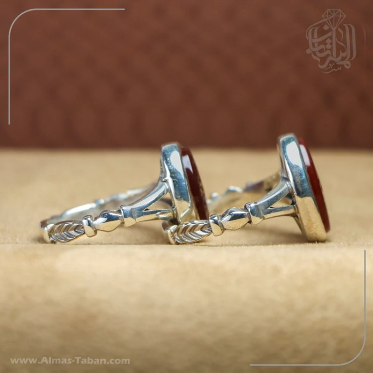 انگشتر ست زنانه و مردانه عقیق سرخ کد 2139