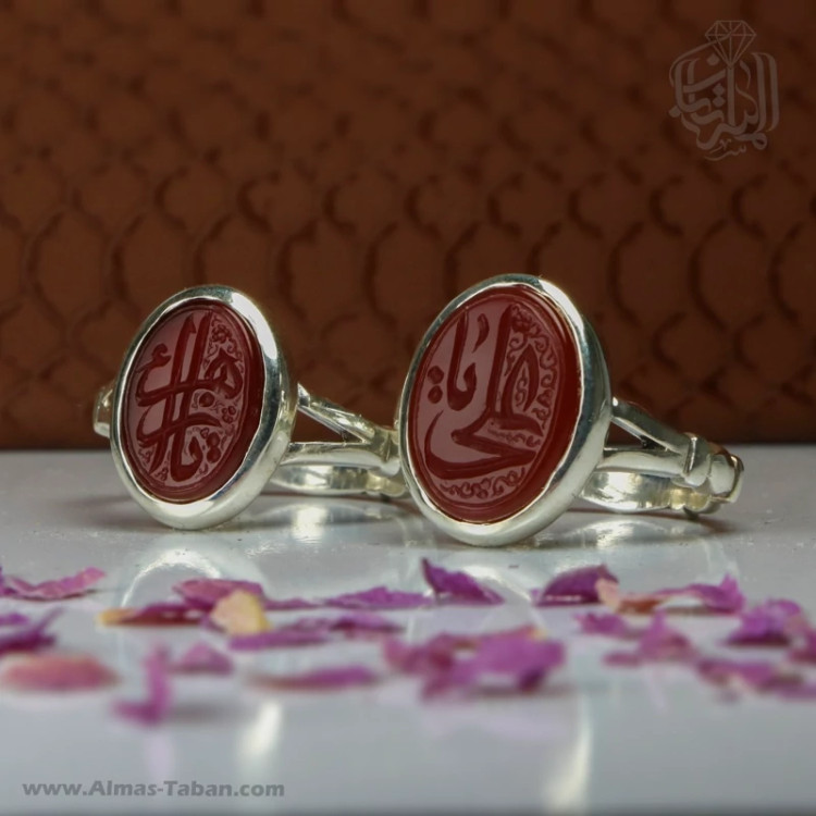 انگشتر ست زنانه و مردانه عقیق سرخ کد 2139