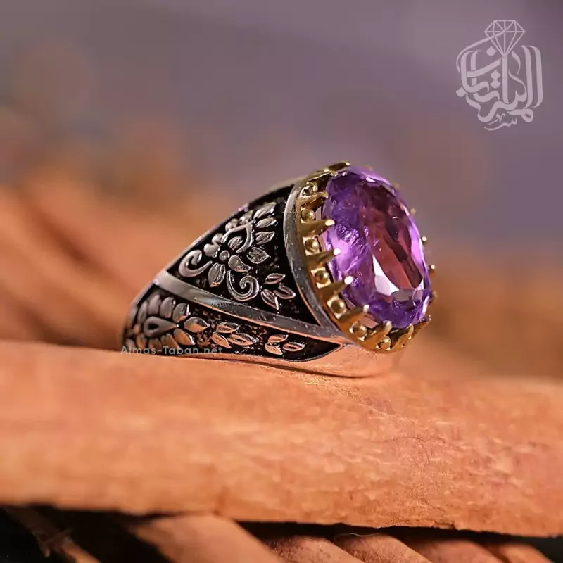 انگشتر نقره مردانه آماتیست کد 2640