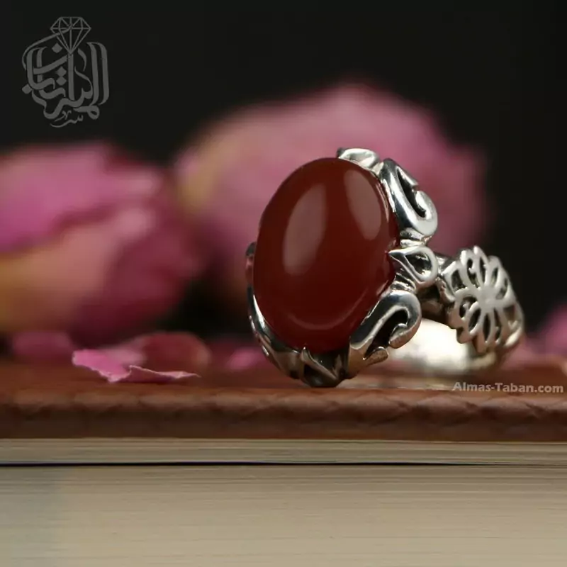 انگشتر نقره مردانه عقیق سرخ خراسانی کد 2233