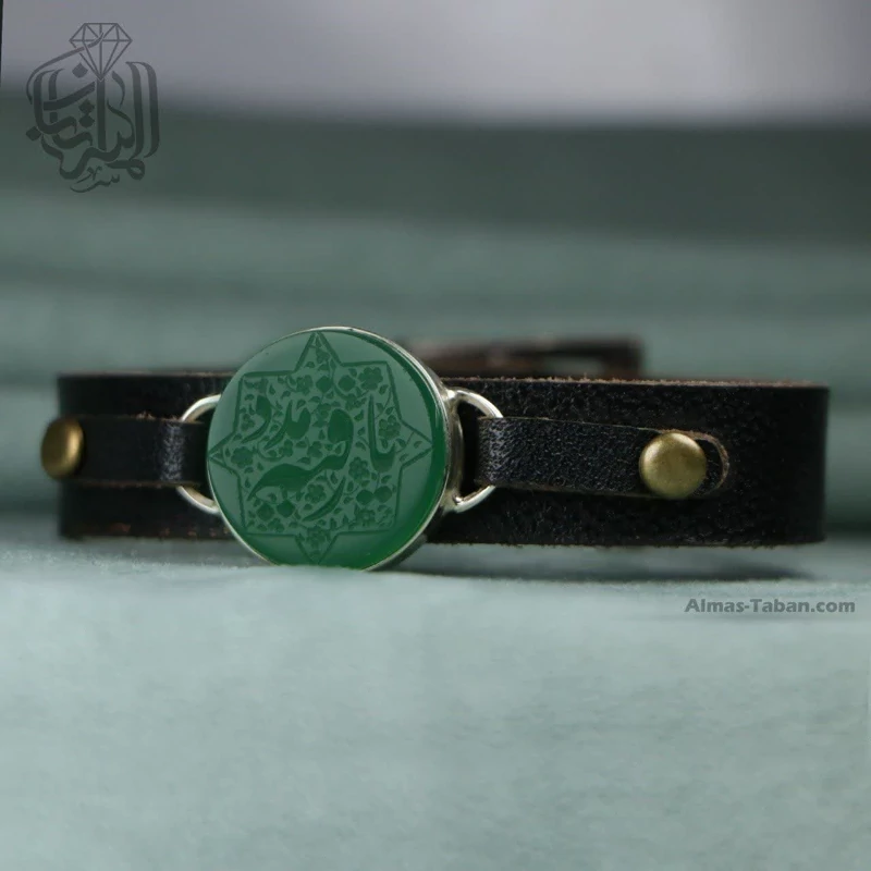 دستبند مردانه عقیق سبز کد 2271