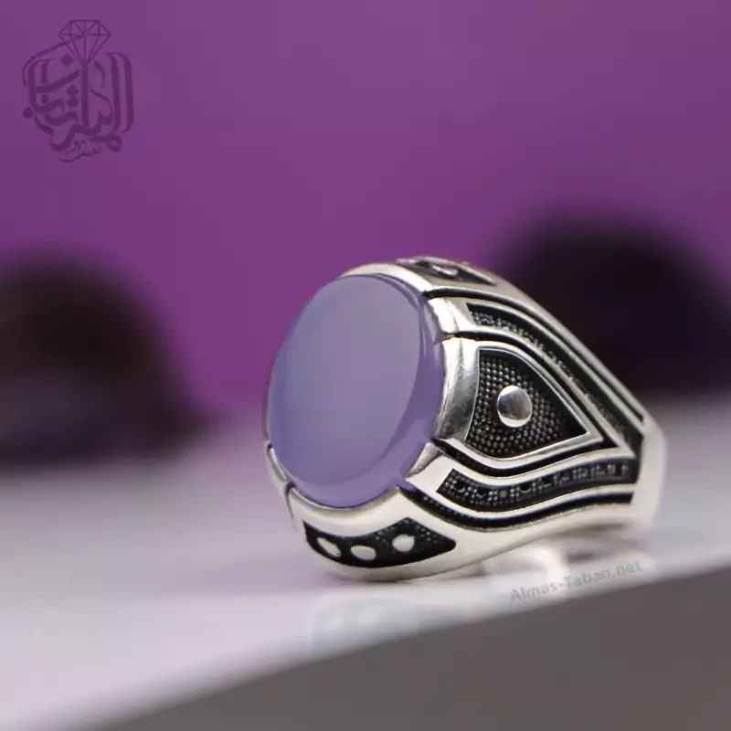 انگشتر نقره مردانه نگین اسپرت عقیق کبود کد 2534