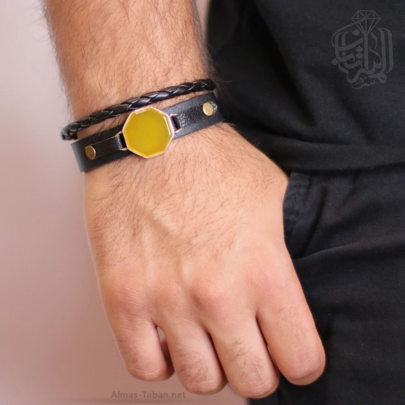 دستبند مردانه چرم طبیعی کد 2526