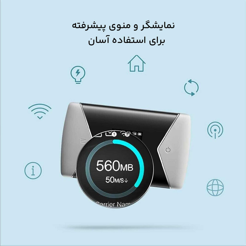 مودم 4G قابل حمل تیپیلینک مدل M7450 با پشتیبانی LTE-Advanced Cat6، اشتراکگذاری اینترنت برای 32 دستگاه، دو باند فرکانسی 2.4 و 5 گیگاهرتز، سرعت دانلود 300 مگابیت، باتری 3000 میلیآمپر با شارژدهی 15 ساعت و شیار کارت حافظه Micro SD تا 32 گیگابایت