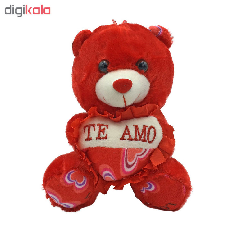 عروسک طرح خرس TE AMO کد 855 ارتفاع 20 سانتی متر