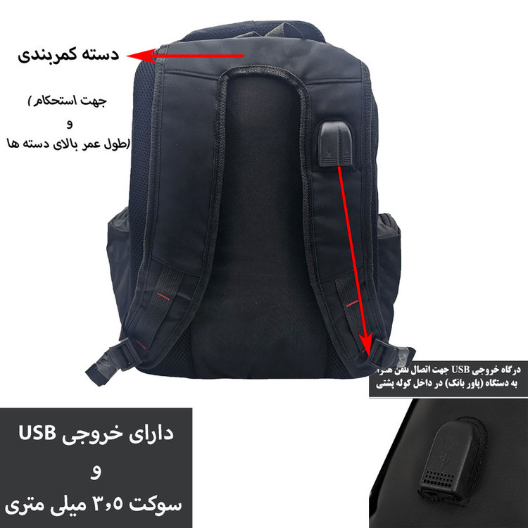 کوله پشتی لپ تاپ سیی 1966 مدل NEW کد 2373 مناسب برای لپ تاپ 14.1 تا 15.6 اینچی