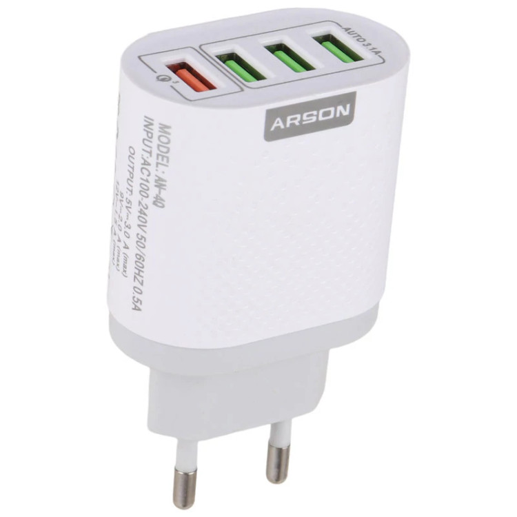 کلگی فست شارژ Arson AN-4Q 4Port QC3.0 PD 3A 18W