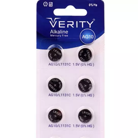 باتری سکه ای Verity Alkaline AG10
